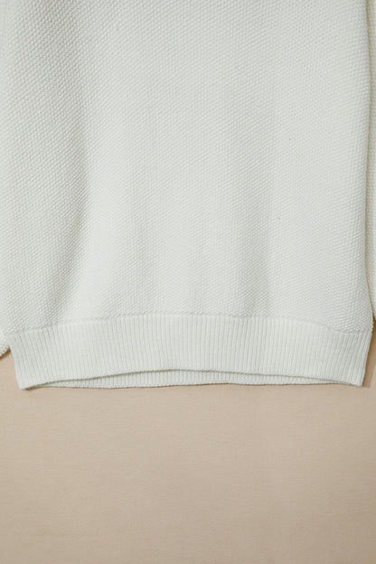 White Chenille Graphic Drop Shoulder Holiday Sweater