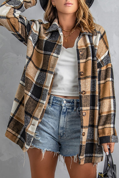 Plaid Button Up Long Sleeve Flannel Shacket