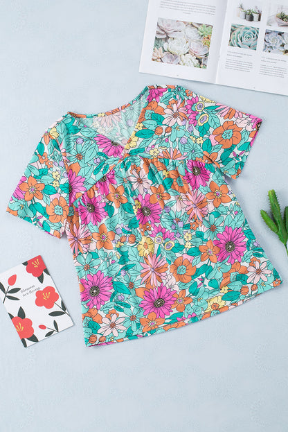 Multicolor Floral Print Casual Halter Top