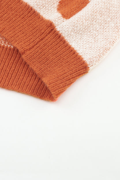 Orchid Petal Checkered and Striped Knitted Sweater