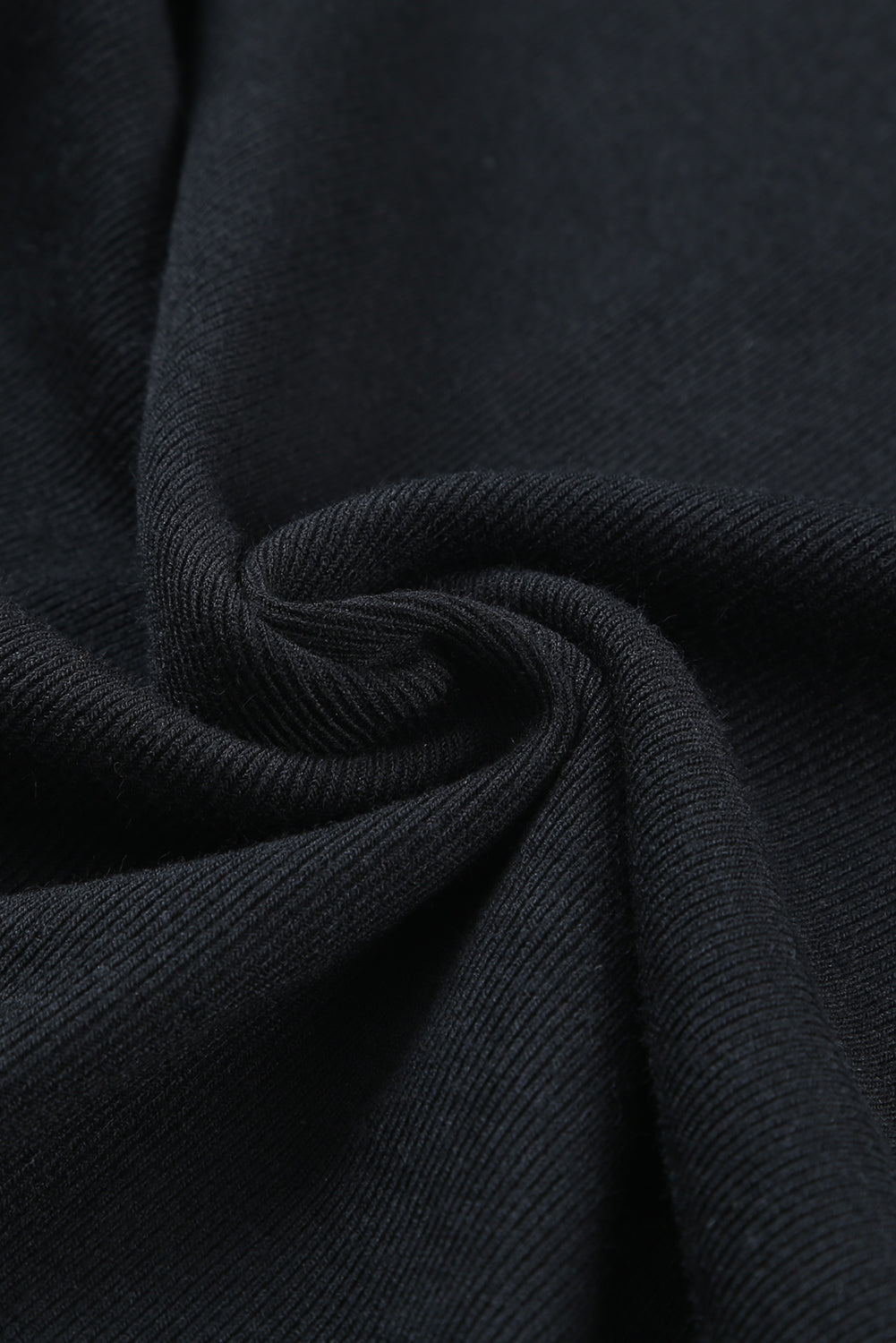 Black Rib Knitted Ruffle Shoulder U Neck Top