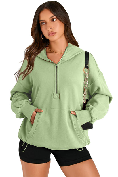 Kangaroo Pocket Half Zipper Oversized Hoodie