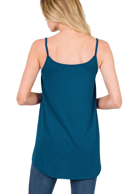 Clay Spaghetti Strap V-Neck Flowy Tunic Cami Top