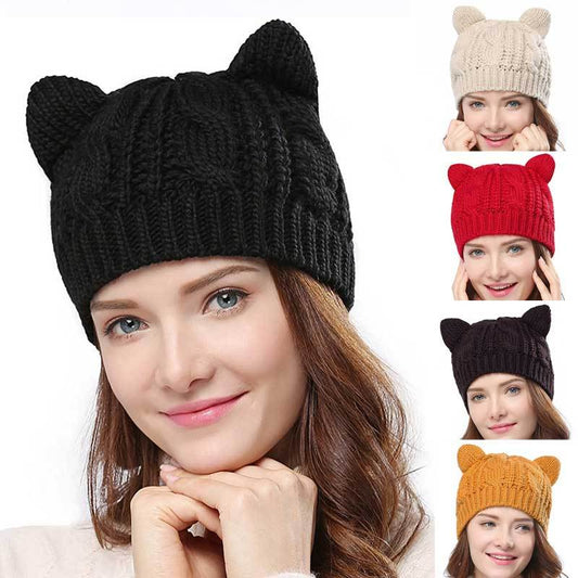 Kitty Cat Ears Knitt Cap / Beanie for Winter