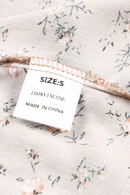 Floral Print Smocked Neck Flounce Sleeveless Shirt