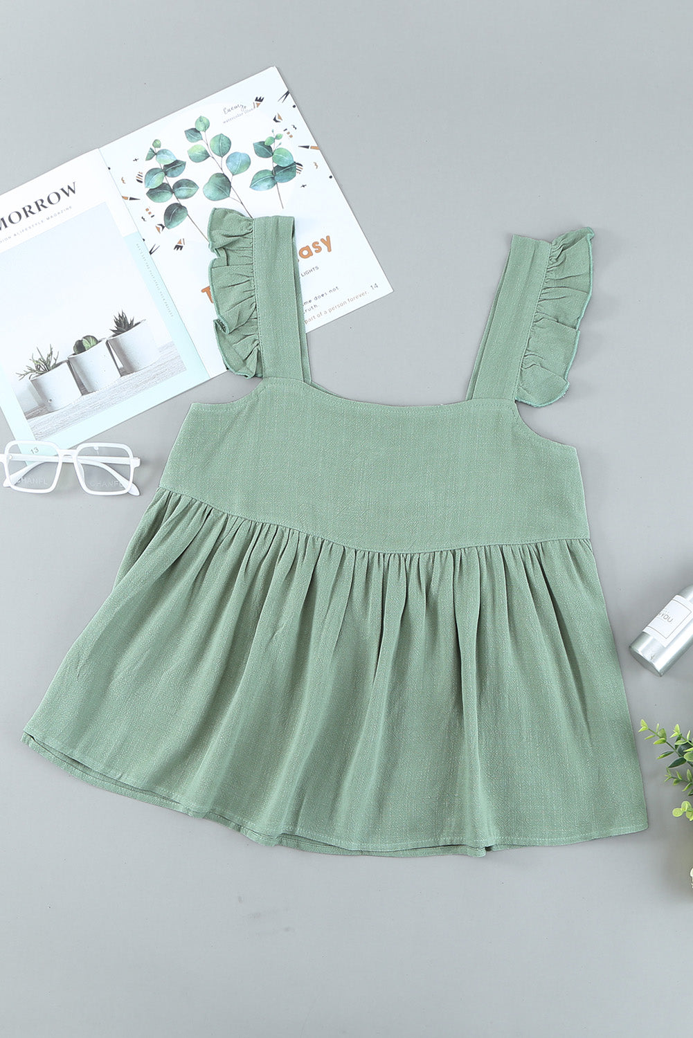 Casual Flutter Shoulder Babydoll Sleeveless Shirt