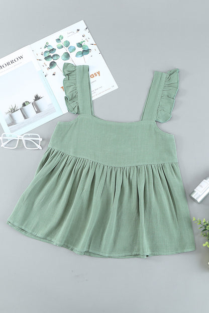 Casual Flutter Shoulder Babydoll Sleeveless Shirt