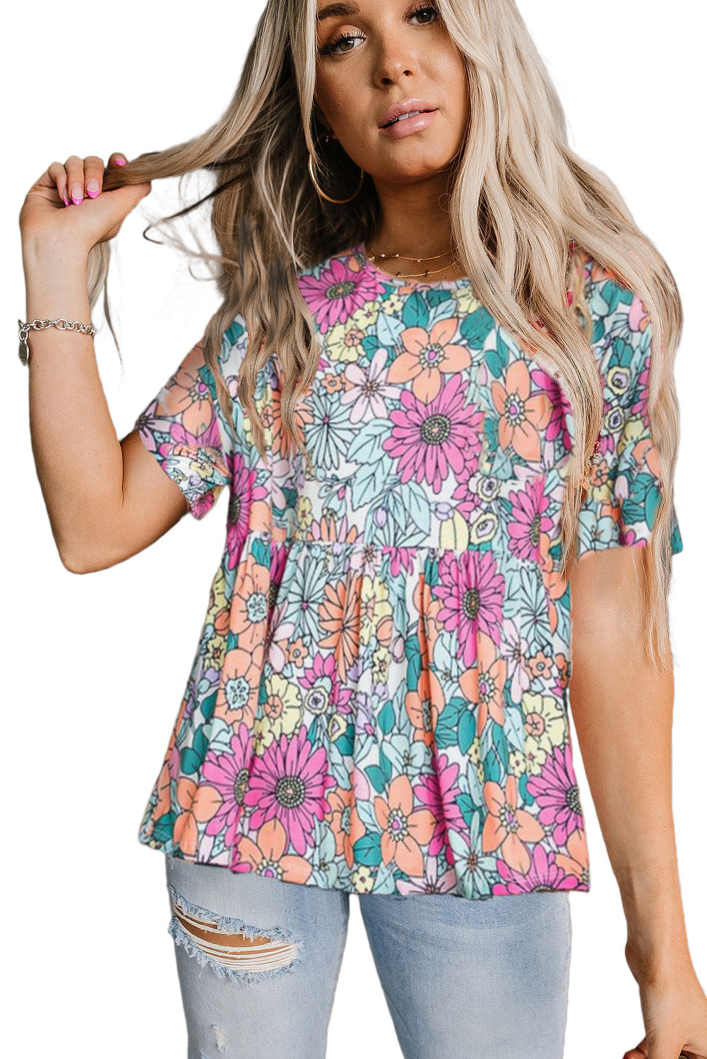Multicolor Floral Print Casual Halter Top