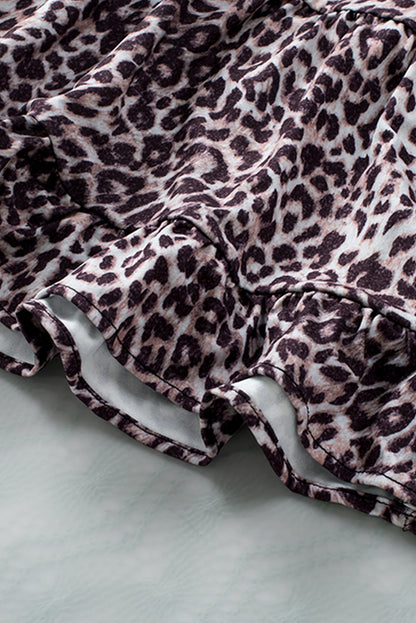 Leopard Print Casual Cap Sleeve Pocket Dress
