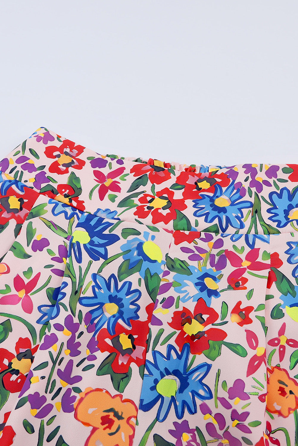 Multicolor Floral Print Smocked Cuffs Long Sleeve Blouse