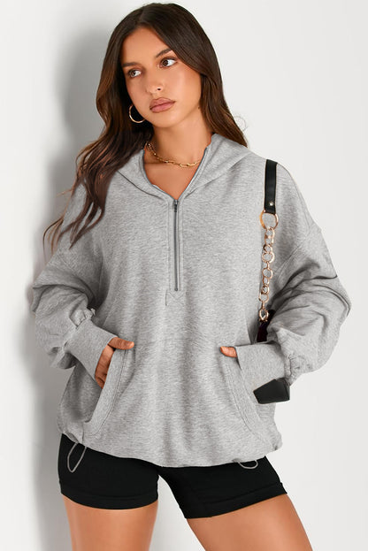 Kangaroo Pocket Half Zipper Oversized Hoodie