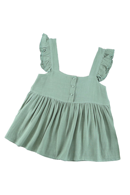 Casual Flutter Shoulder Babydoll Sleeveless Shirt