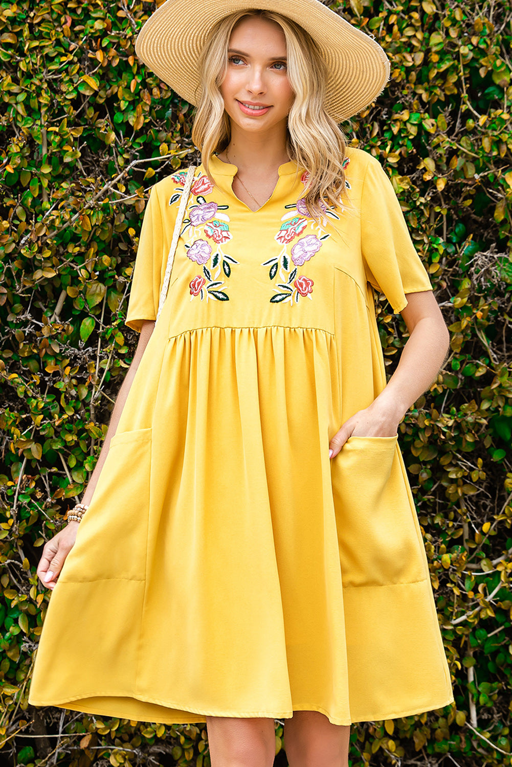 Floral Embroidered Boho Ruffle Puff Sleeve Blouse