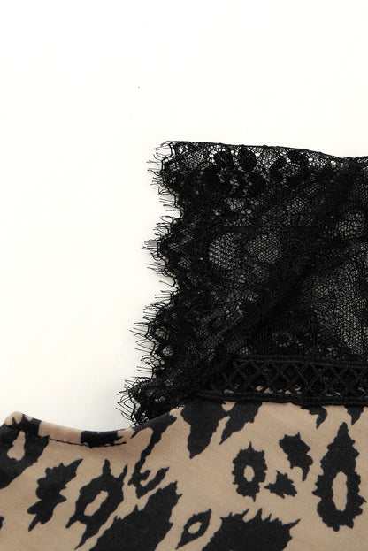 Striped Shirt Lace Trim V Neck T Shirt