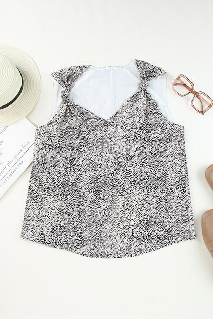 Cheetah Sexy Frill V Neck Spaghetti Strap Cami Top