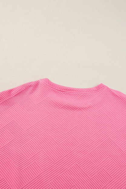 Gray Textured Loose Fit T Shirt & Drawstring Pants Set