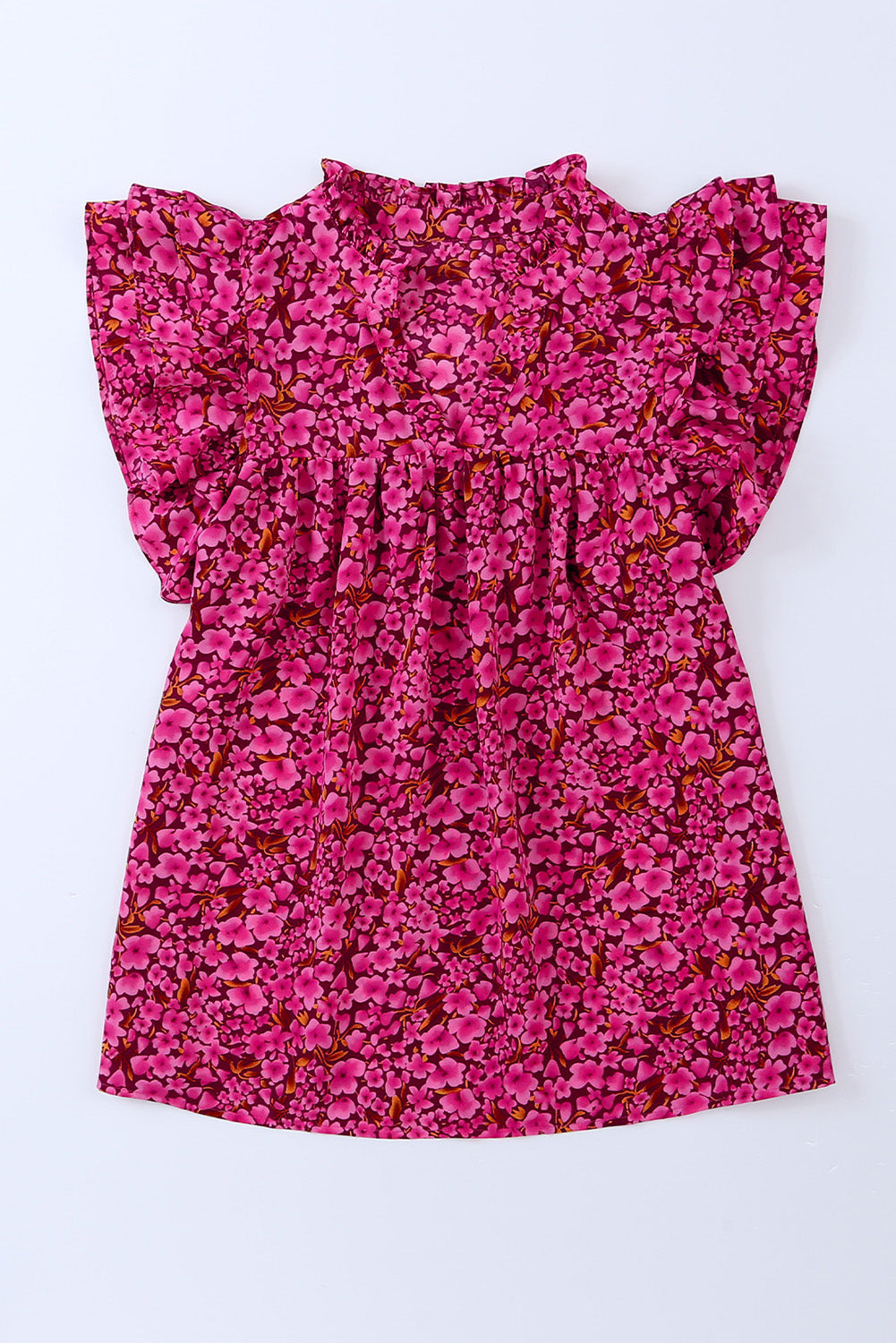 Floral Print Tiered Ruffle Sleeve V Neck Boho Top