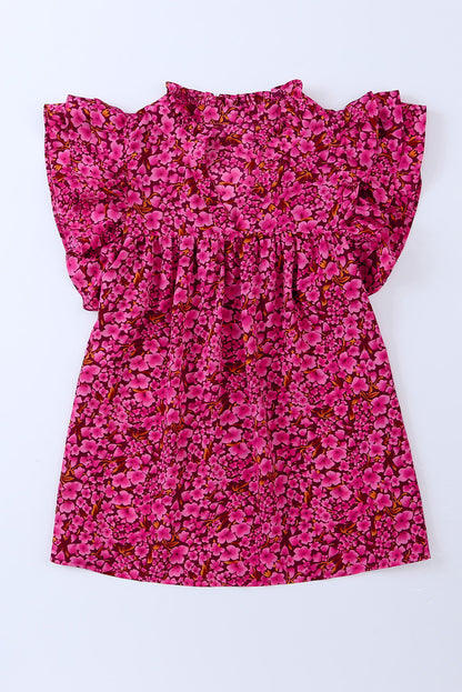 Floral Print Tiered Ruffle Sleeve V Neck Boho Top