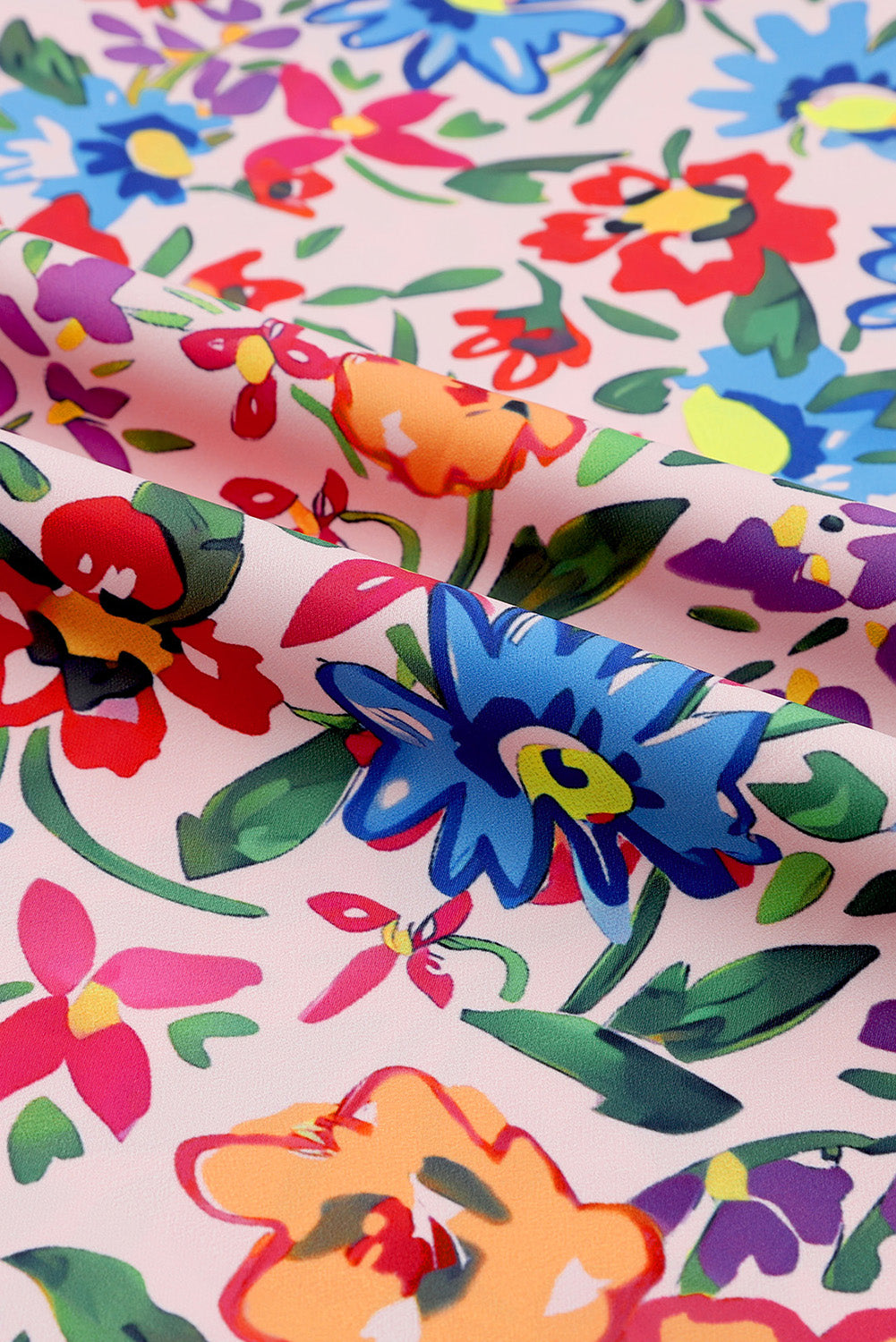 Multicolor Floral Print Smocked Cuffs Long Sleeve Blouse