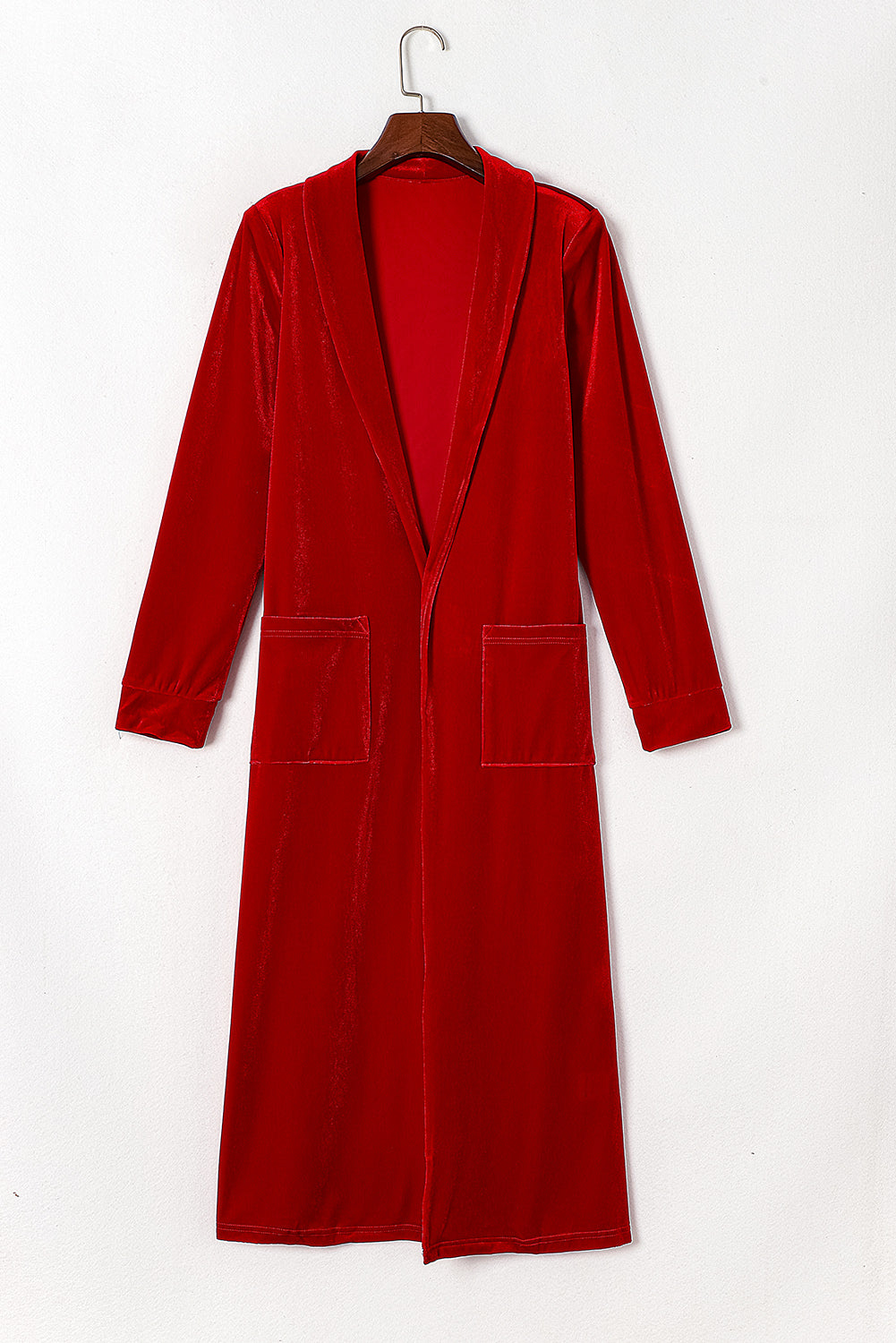 Pocketed Open Front Long Cardigan