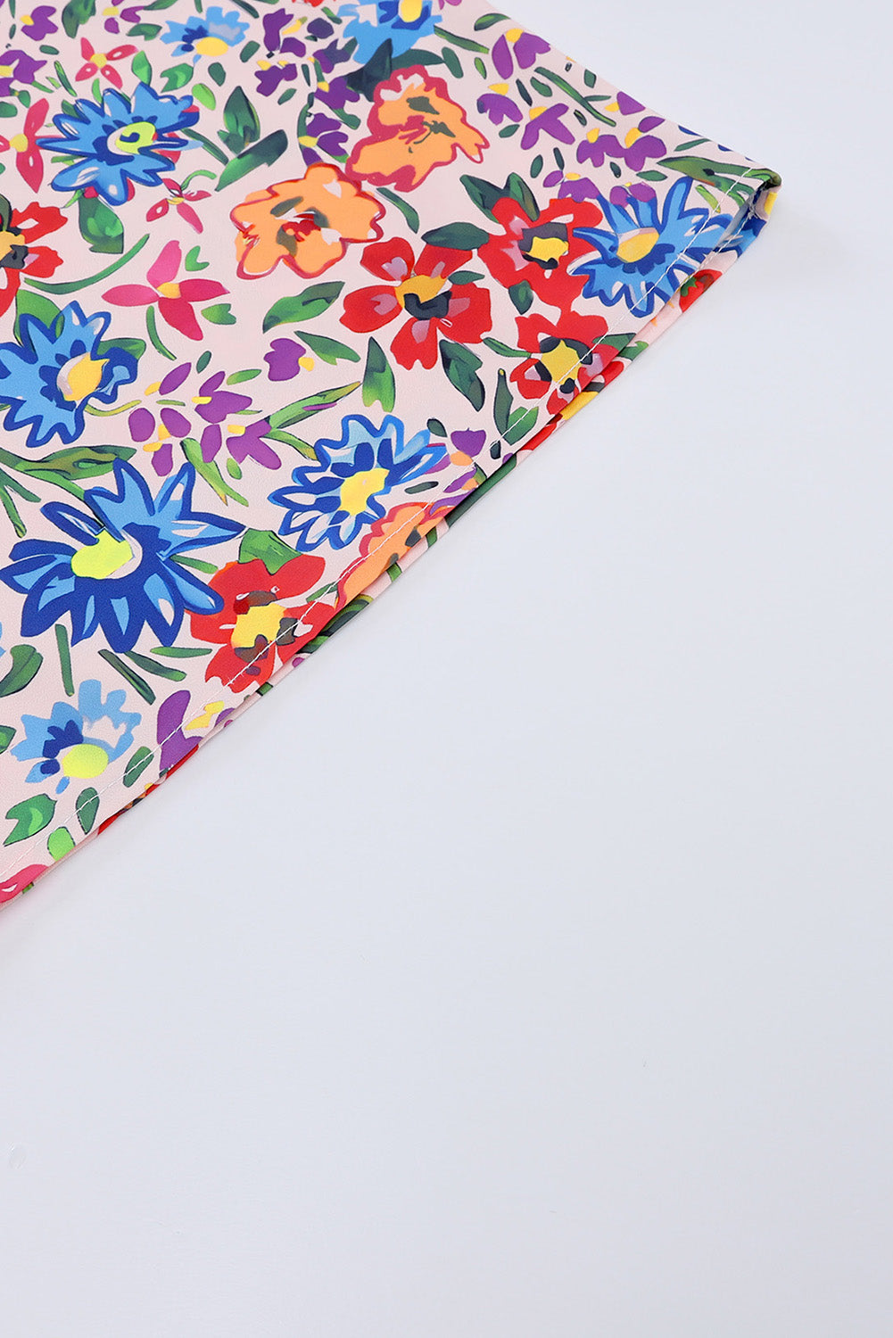 Multicolor Floral Print Smocked Cuffs Long Sleeve Blouse