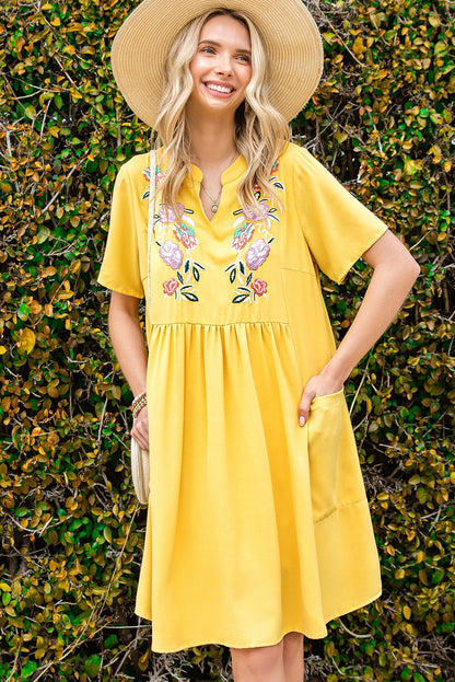 Floral Embroidered Boho Ruffle Puff Sleeve Blouse