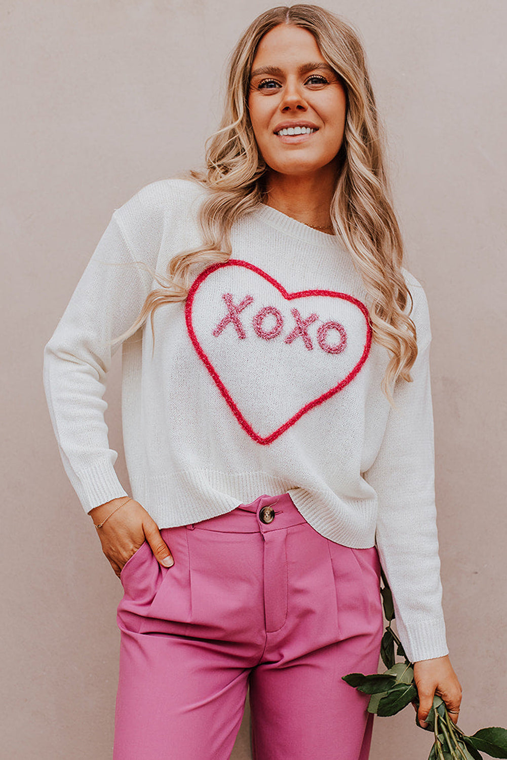 Heart XOXO Casual Knitted Sweater