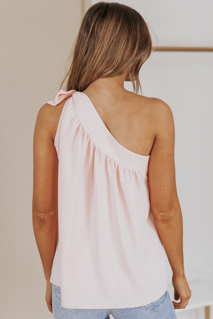 Casual Sleeveless One Shoulder Silk Top