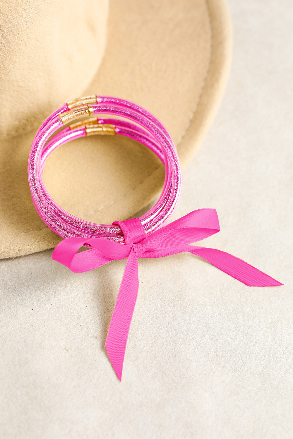 Glitter Mardi Gras Bowknot Layered Jelly Bracelet