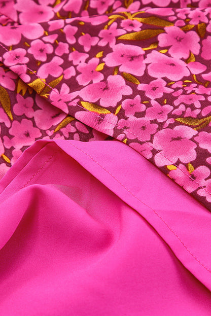 Floral Print Tiered Ruffle Sleeve V Neck Boho Top