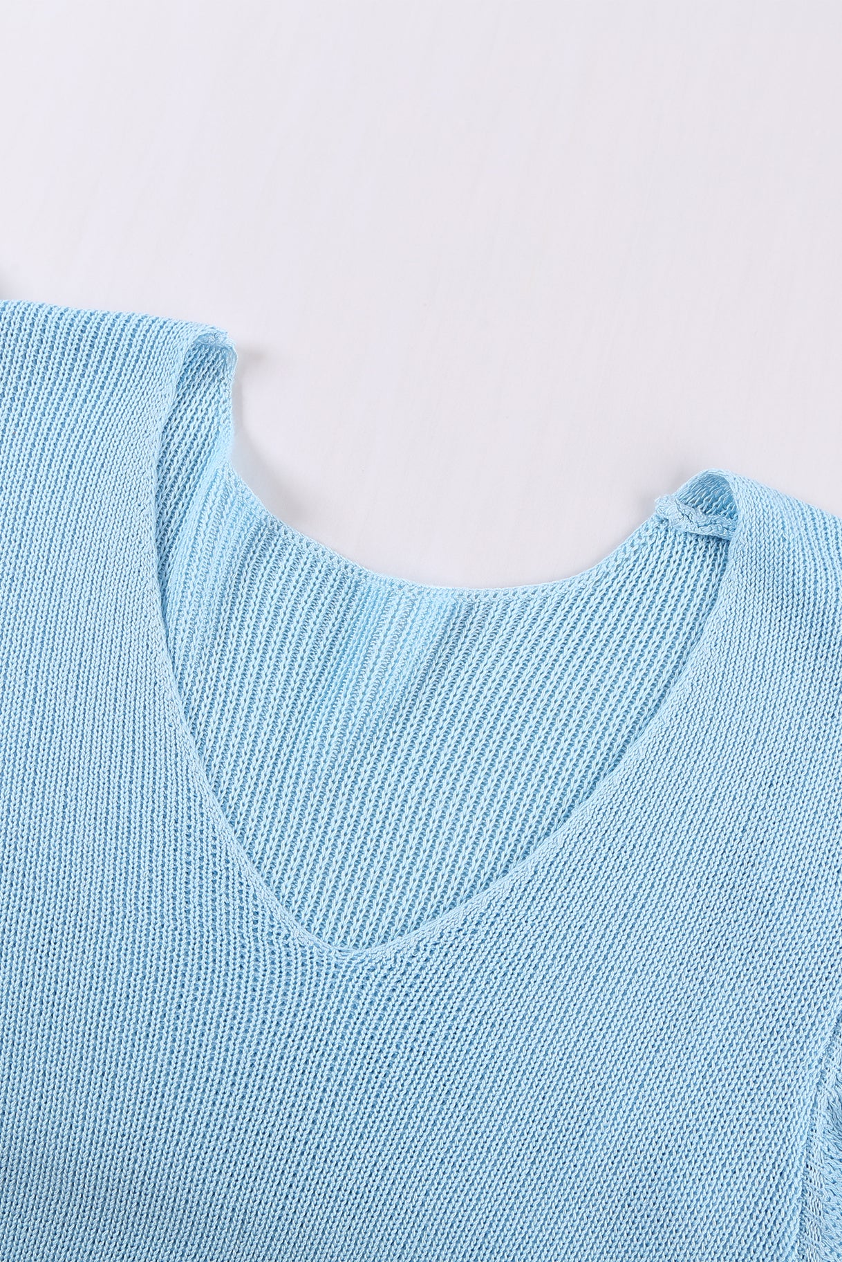 Khaki Ruffle V Neck Casual Sleeveless Knit Top