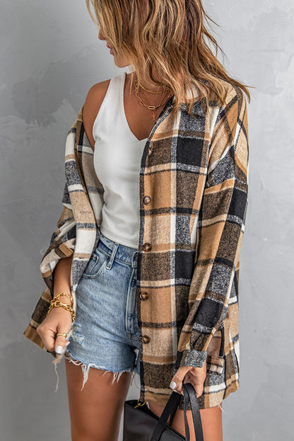 Plaid Button Up Long Sleeve Flannel Shacket