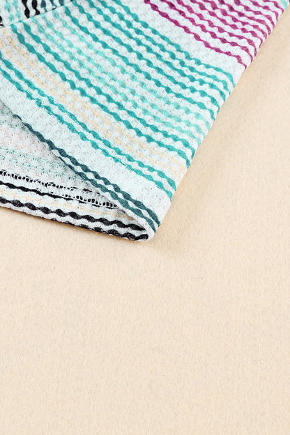 Multicolor Color Block Exposed Seam Casual V Neck Tank Top