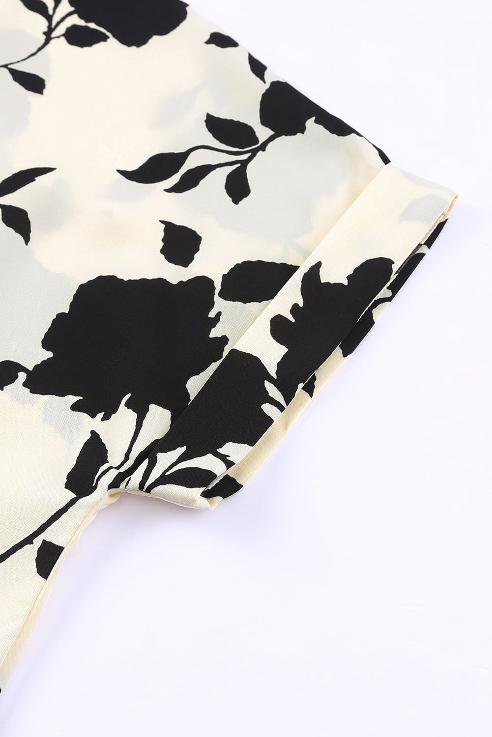 Floral Print Casual Roll Up Sleeve Blouse