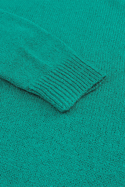 Red Solid Color Drop Shoulder Knitted Pullover Sweater