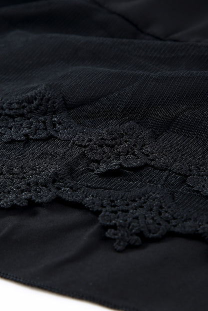 Casual Contrast Lace Crochet Button Back Sleeveless Shirt