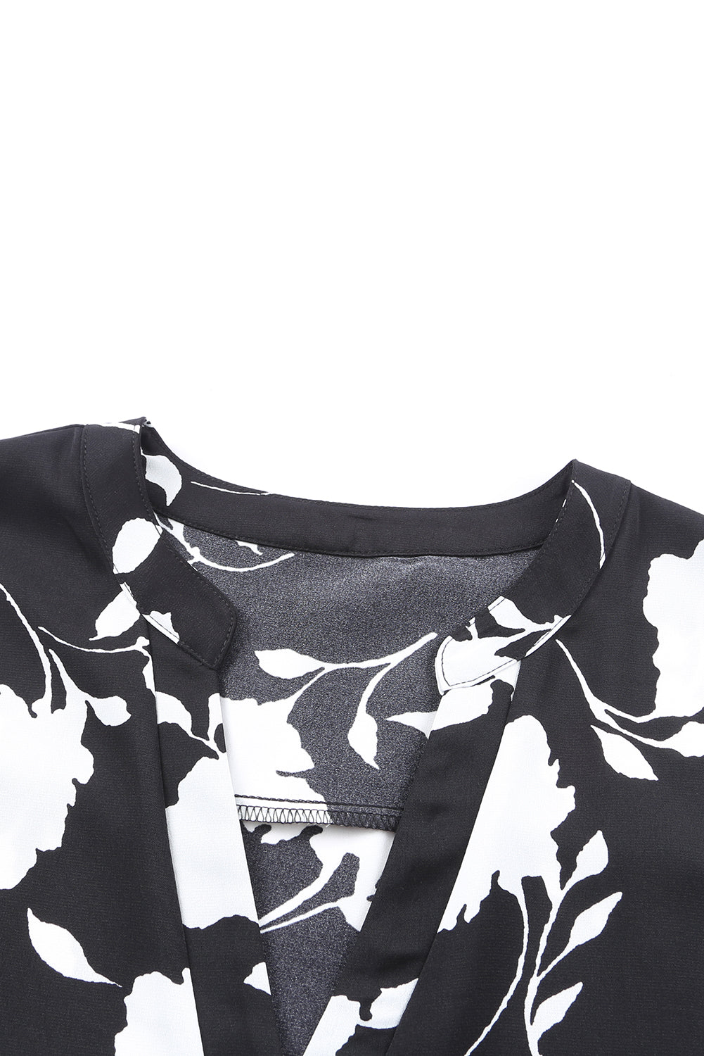 Floral Print Casual Roll Up Sleeve Blouse