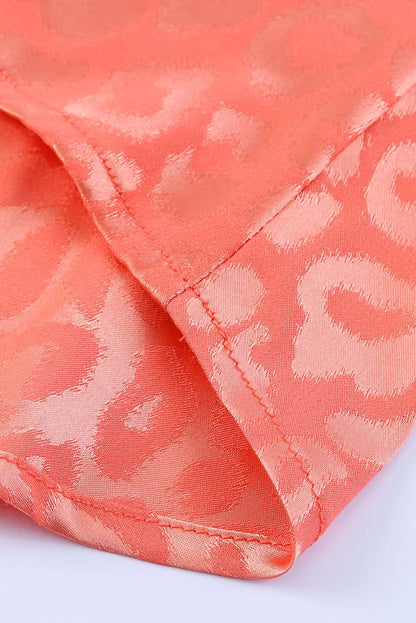 Rosy Satin Jacquard Sleeveless A-Line Leopard Print Dress