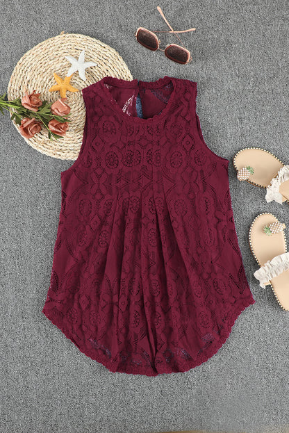Elegant Sleeveless Flower Lace Top for Summer