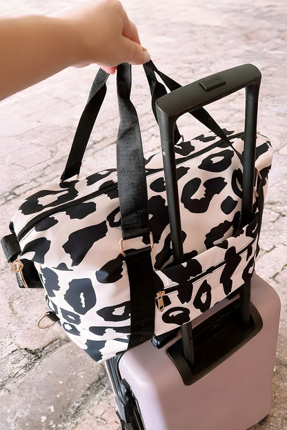 Bright Pink Leopard Print Luggage Tote Bag