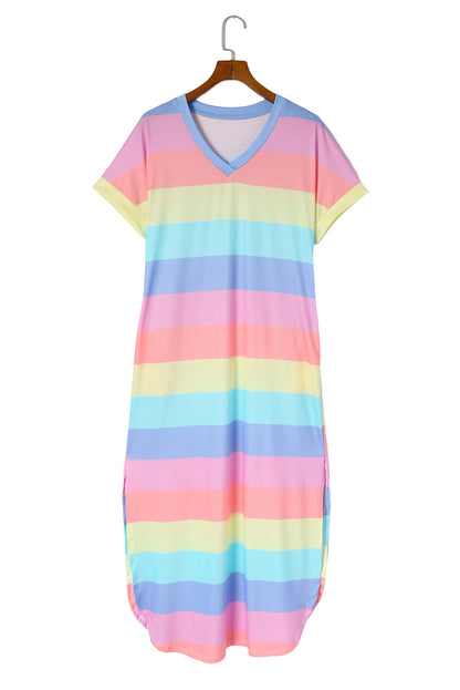 Multicolor Colorblock Striped Casual Tank Top