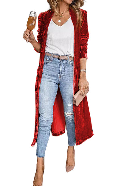 Pocketed Open Front Long Cardigan
