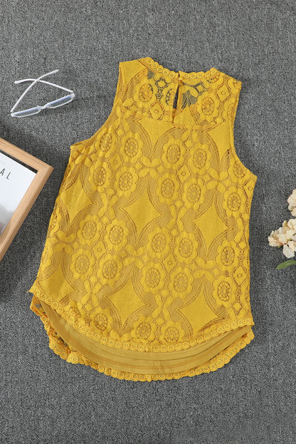 Elegant Sleeveless Flower Lace Top for Summer
