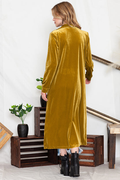 Pocketed Open Front Long Cardigan