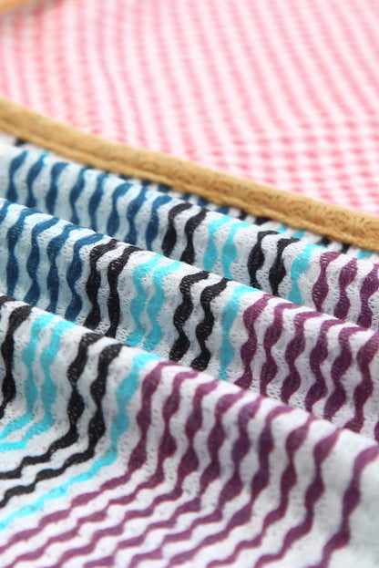 Multicolor Color Block Exposed Seam Casual V Neck Tank Top