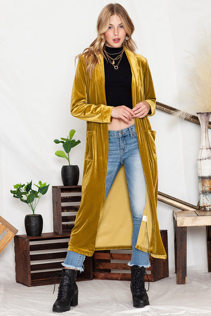 Pocketed Open Front Long Cardigan