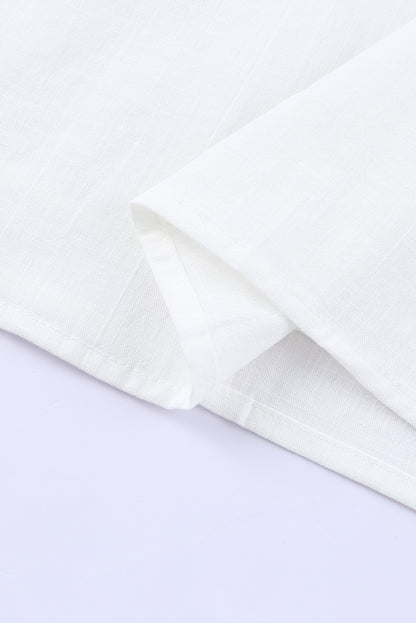 Floral Embroidered Boho Ruffle Puff Sleeve Blouse