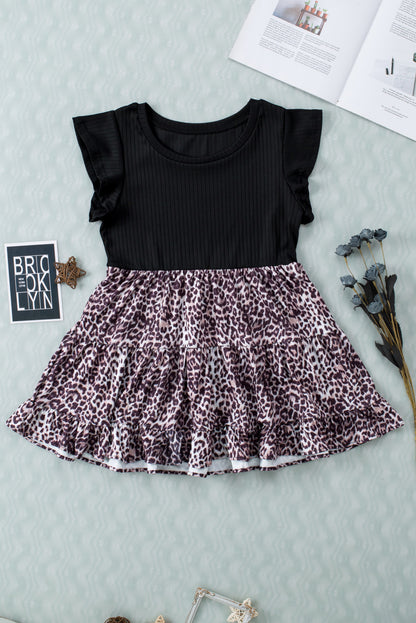 Leopard Print Casual Cap Sleeve Pocket Dress