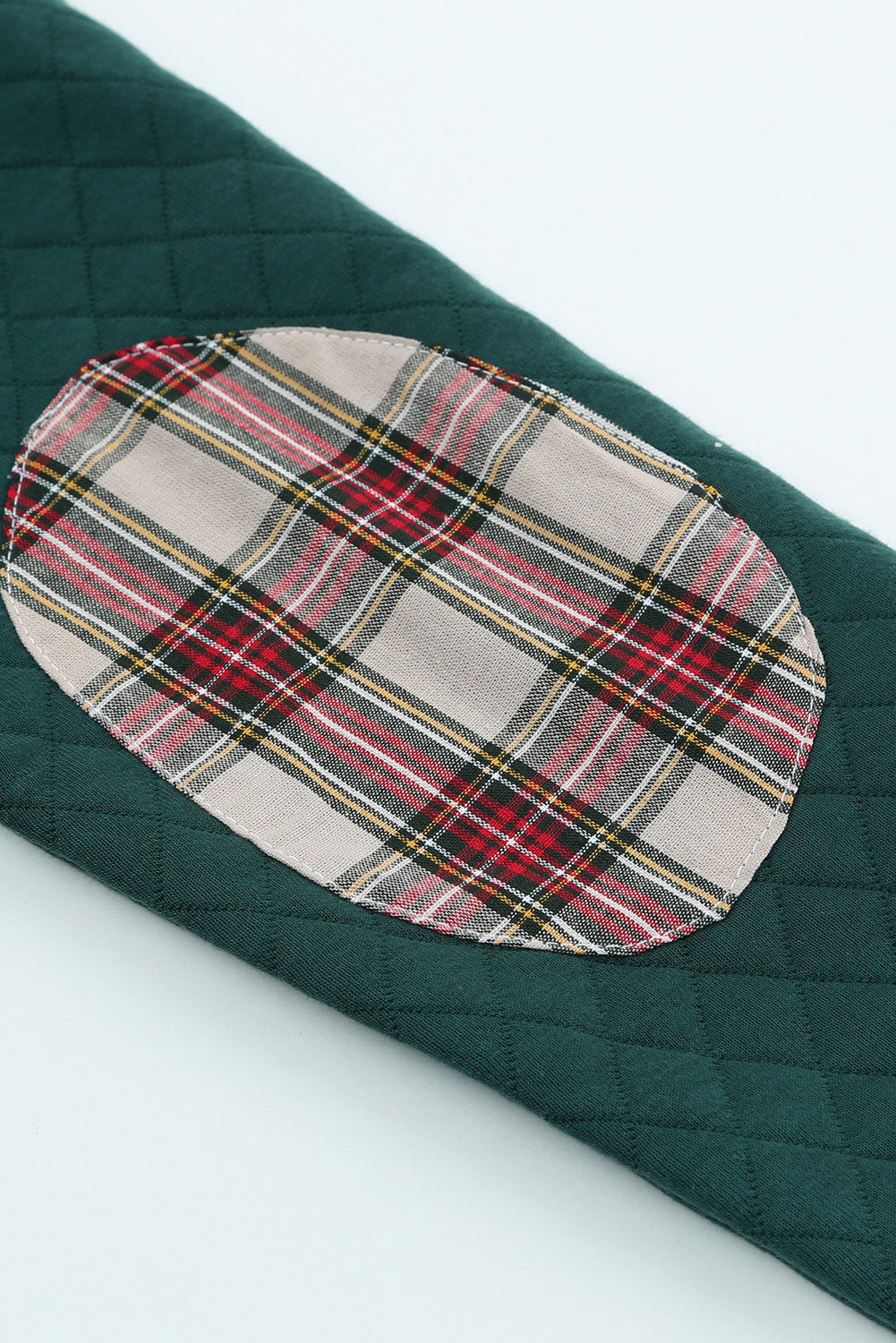 Plaid Geometric Texture Trim Buttons Neck Sweatshirt