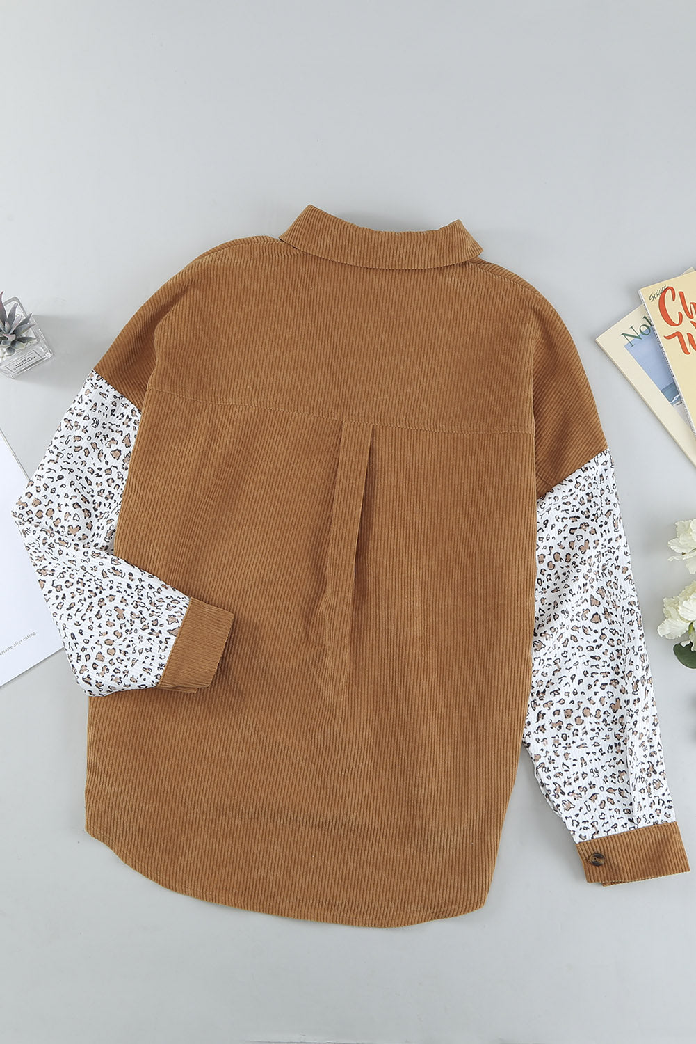 Button Up Colorblock Pocket Corduroy Jacket